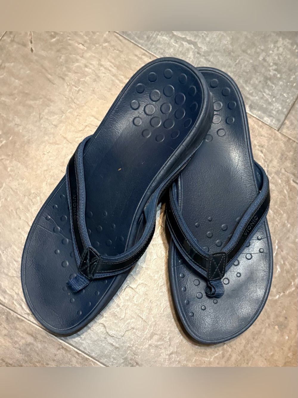 VIONIC Navy Blue Platform Flip Flop Sandals